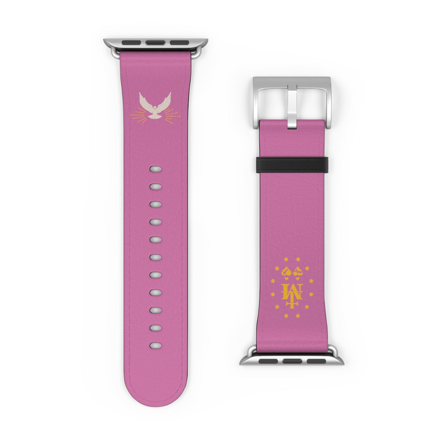 Pink Miraculous Medal AppleWatch Band Series 9/8/7/6/5/4/3/2/1/SE/Ultra, Apple WatchBand 38mm, Apple WatchBand 42mm, Catholic Gift