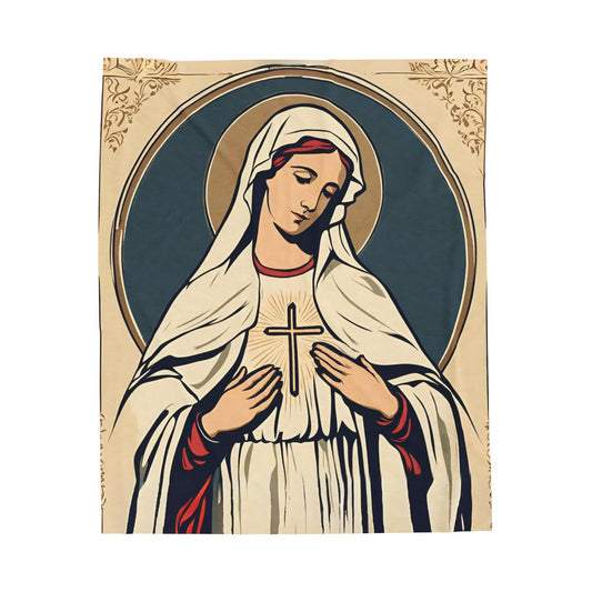 Catholic Velveteen Plush Blankets, Super Soft Adult Blankets, Unique Handmade Blankets, Virgin Mary Blankets, Mothers Day Gifts