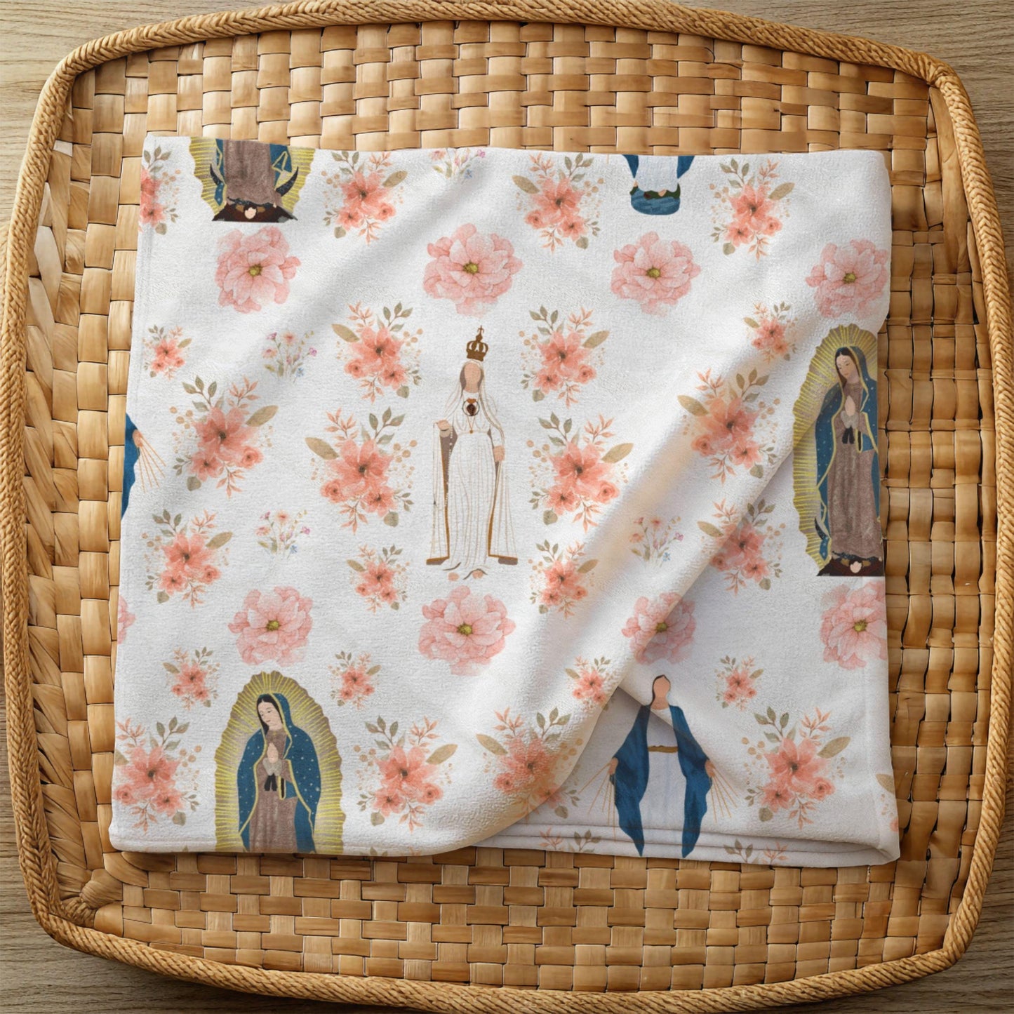 Virgin Mary Velveteen Plush Blanket, Catholic Religious Soft Throw, Our Lady of Fatima Cozy Winter Bedding, Catholic Kids Gift, Guadalupe