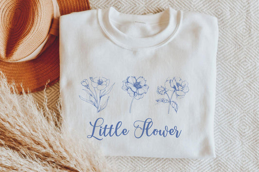 Saint Therese Little Flower Sweatshirt - Catholic Saint Unisex Crewneck Jumper, Catholic Gift for Women, Cute Apparel, Traditional Catholic