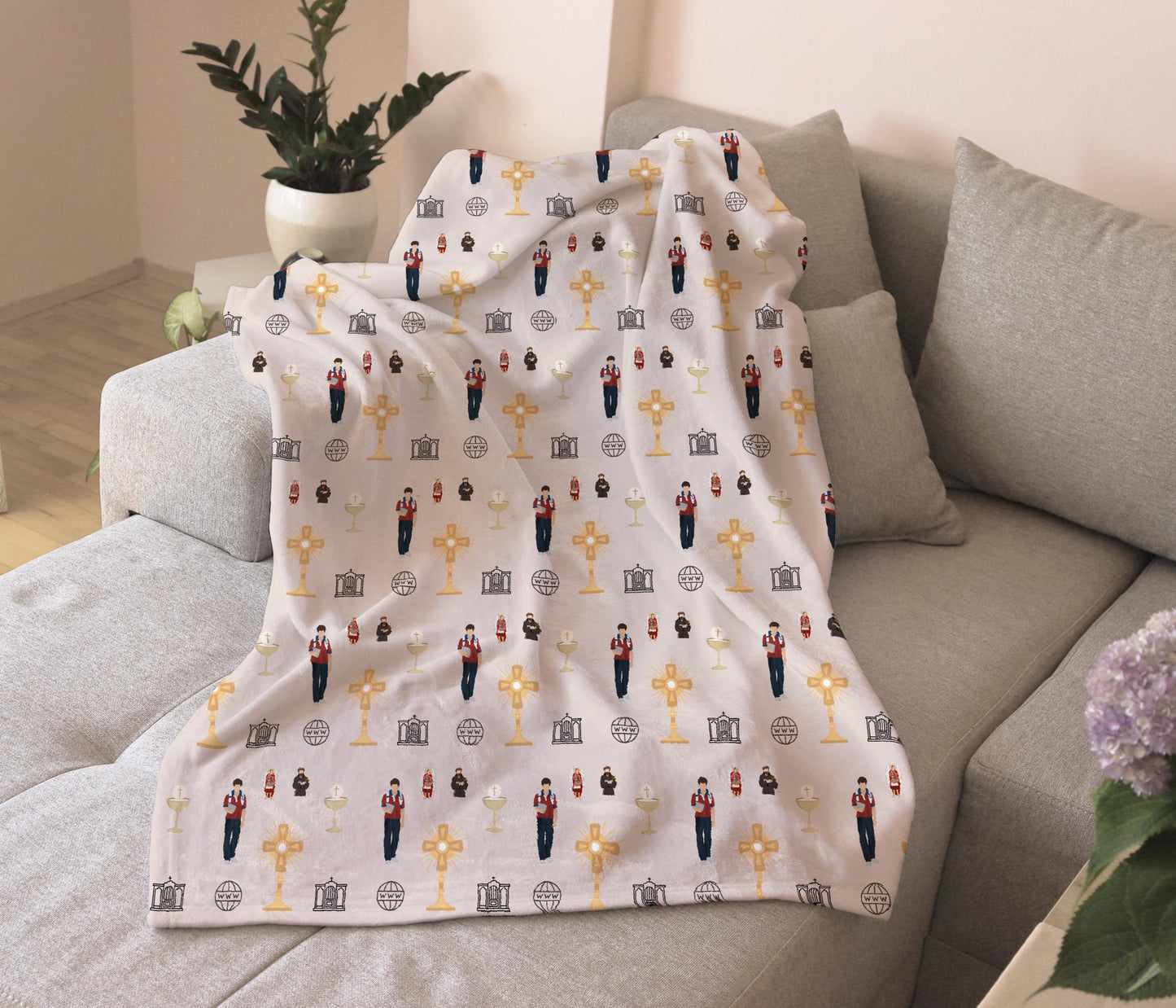 Blessed Carlo Acutis Blanket, Soft Winter Throw, Cozy Saints Blanket, Gift for Catholic Kids, Infant Wrap, Toddler Blanket
