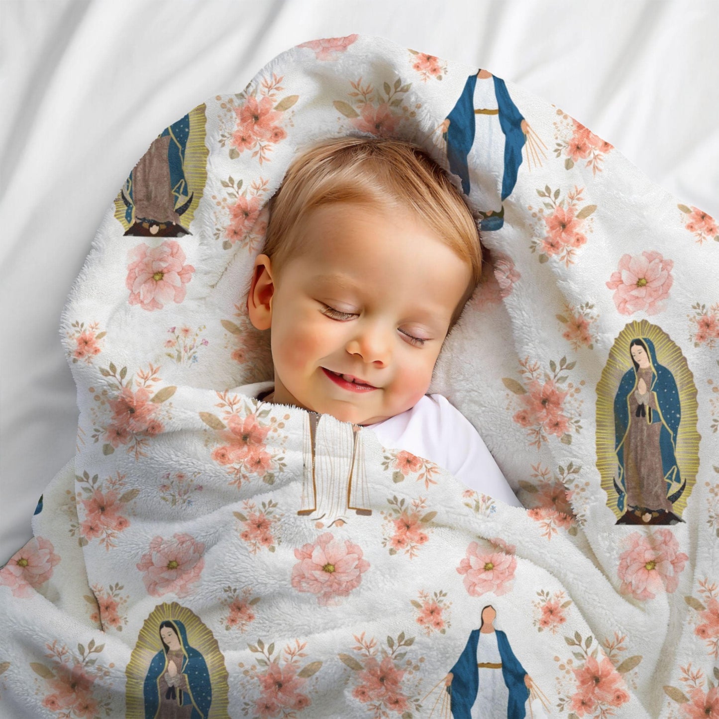 Virgin Mary Velveteen Plush Blanket, Catholic Religious Soft Throw, Our Lady of Fatima Cozy Winter Bedding, Catholic Kids Gift, Guadalupe