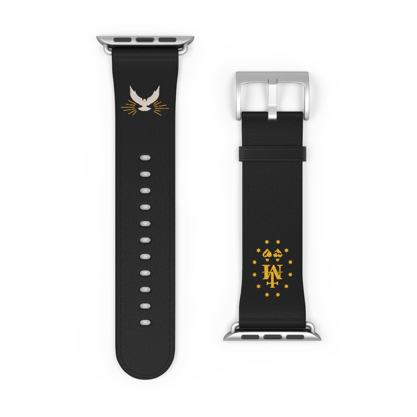 Black Miraculous Medal AppleWatch Band Series 9/8/7/6/5/4/3/2/1/SE/Ultra, Apple WatchBand 38mm, Apple WatchBand 42mm, Catholic Gift