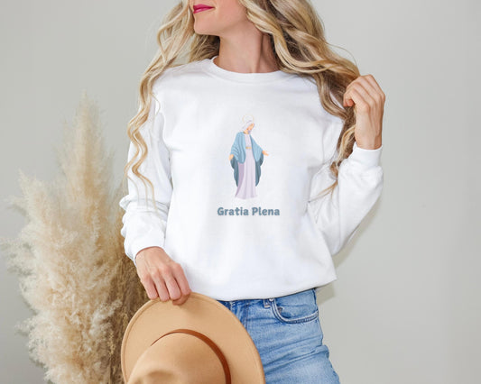 Our Lady Gratia Plena Sweatshirt, Virgin Mary Catholic Sweatshirt, Blessed Mother, Gift for Catholic Moms, Mother of God Jumper