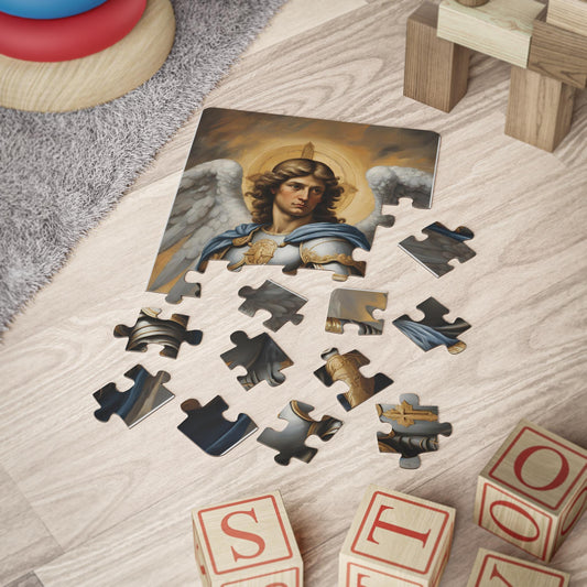 Saint Michael the Archangel Kids Puzzle, Religious Jigsaw Toy for Children, Catholic Gift, 30-Piece Educational Game, Christian Guardian