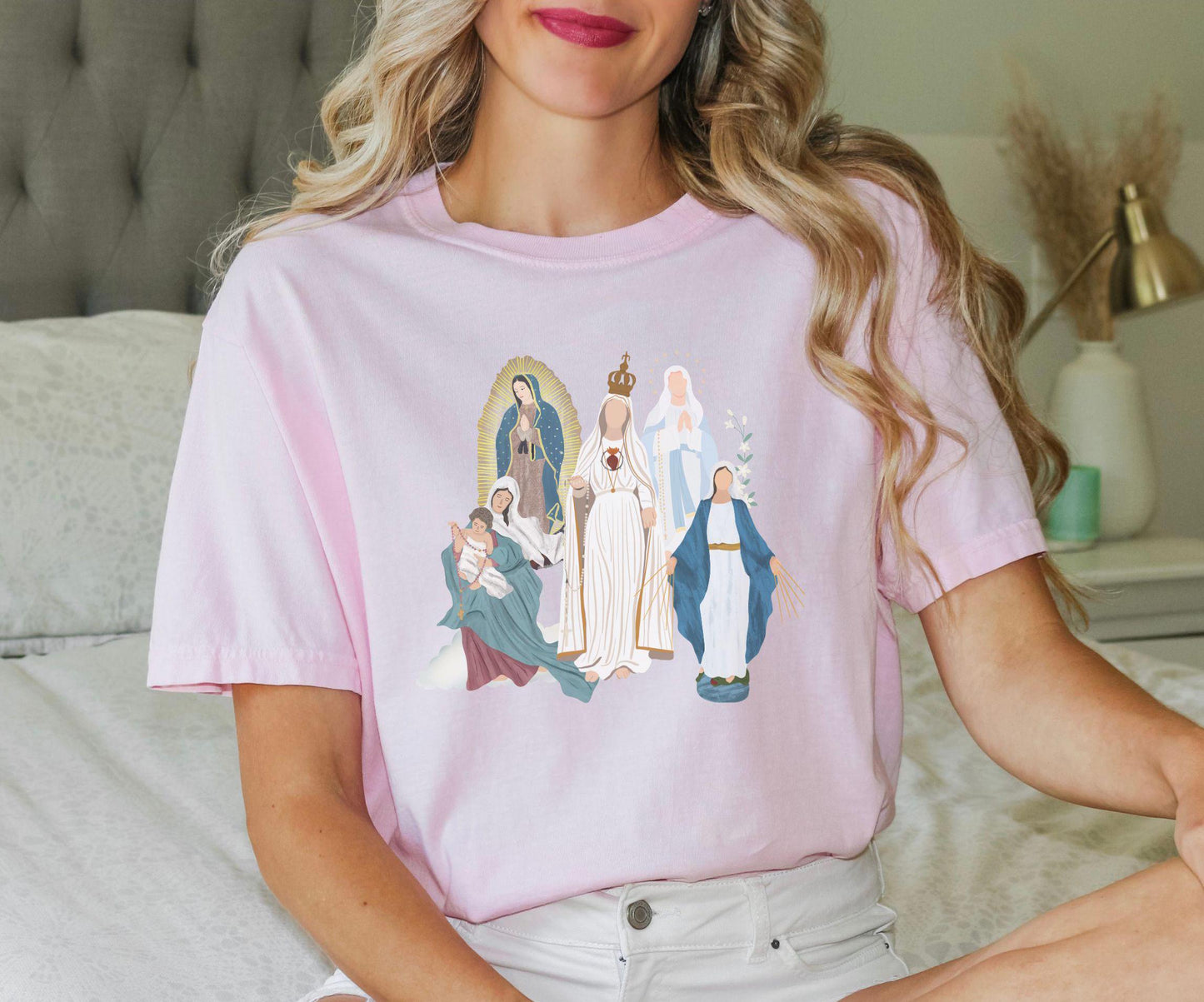Virgin Mary Catholic T-Shirt, Comfort Colors Tee, Catholic Women Gifts, Marian Catholic T Shirt, Blessed Mother Top, Our Lady of Guadalupe