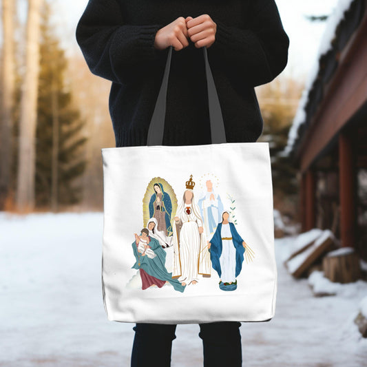 Blessed Virgin Mary Tote Bag, Catholic Totes, Saint Tote Bag, Minimalist Shoulder Bag, Vintage Style Daily Bag, Canvas Tote Bag for Women
