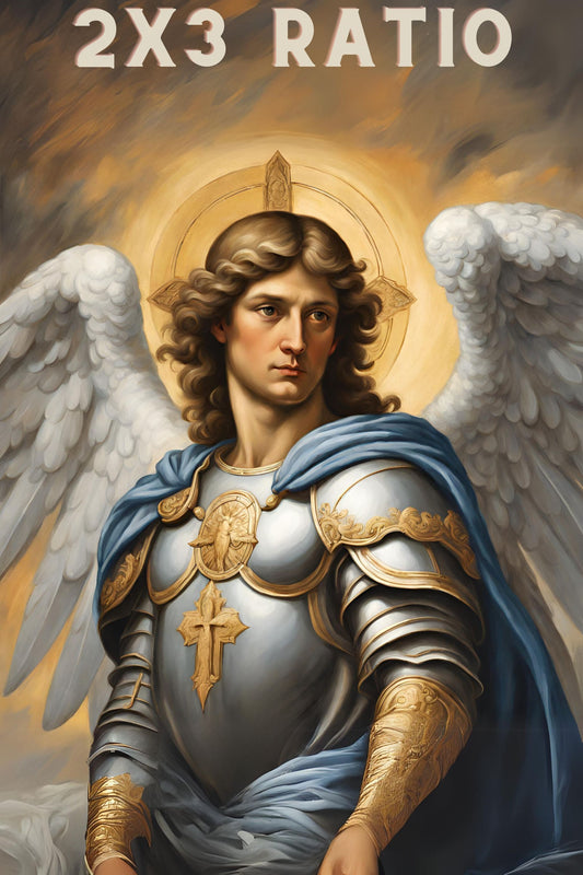 Portrait of Saint Michael the Archangel in Oil Painting-Style, Instant Download, Printable Catholic Art, Digital File, St Michael Art