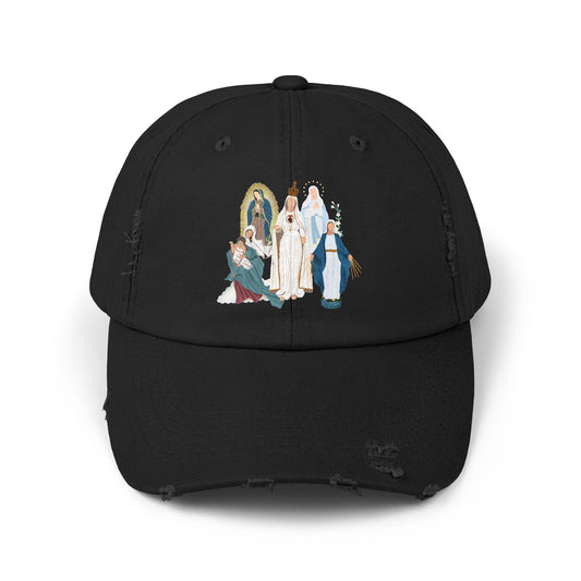 Distressed Cap, Marian Hat - Unisex Blessed Virgin Mary Headwear, Religious Baseball Cap, Christian Catholic Gift, Vintage Style Dad Hat