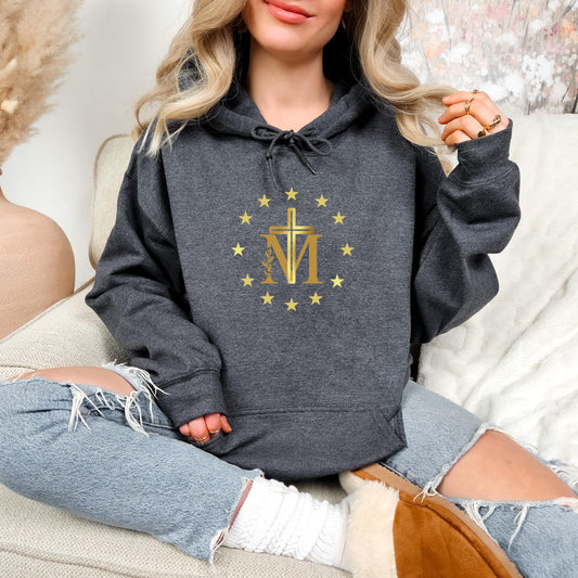 Marian Cross Hoodie, Blessed Virgin Mary Jumper - Unisex Sweatshirt, Catholic Sweatshirt, Religious Hoodie, Cozy Apparel, Catholic Gift