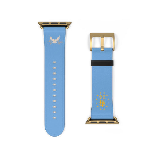 Light Blue Miraculous Medal AppleWatch Band Series 9/8/7/6/5/4/3/2/1/SE/Ultra, Apple WatchBand 38mm, Apple WatchBand 42mm, Catholic Gift
