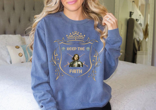 Saint Joan of Arc Comfort Colors Sweatshirt, Religious Pullover, Unisex Graphic Jumper, Christian Apparel, Inspirational Sweater, Catholic