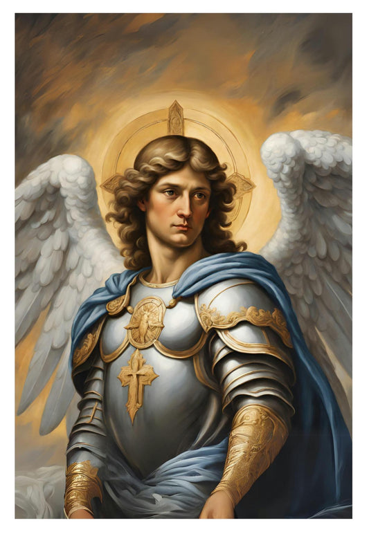 Saint Michael the Archangel Poster, St Michael the Archangel Art, Retro Catholic Art, Premium Wall Art, Vintage Catholic Gifts