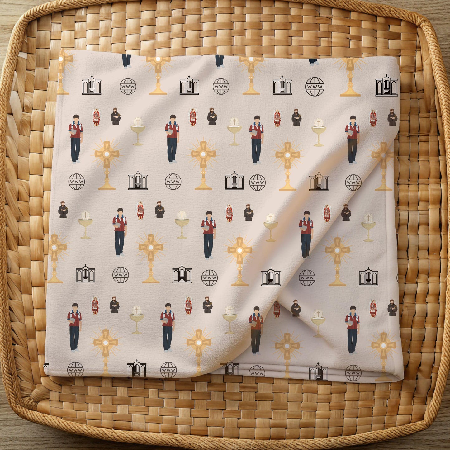 Blessed Carlo Acutis Blanket, Soft Winter Throw, Cozy Saints Blanket, Gift for Catholic Kids, Infant Wrap, Toddler Blanket