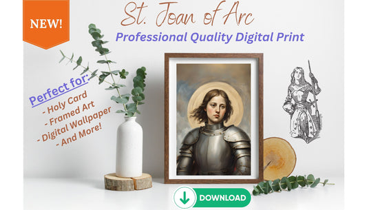 Saint Joan of Arc Exquisite Portrait, Digital Download, Oil Painting-Style, Instant Download, Printable Catholic Art, St Joan of Arc Art