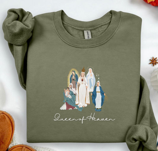 Blessed Virgin Mary Sweatshirt, Our Lady of Guadalupe Cozy Top, Our Lady of Fatima Jumper, Marian Medley Crewneck Sweatshirt, Catholic Women