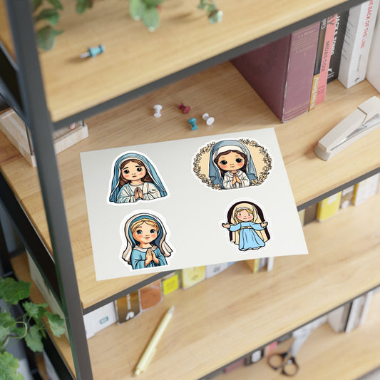 Set of 4 Virgin Mary Vinyl Stickers, Catholic Sticker Sheet for Kids, Marian Stationary, Catholic Crafts, First Communion Gifts