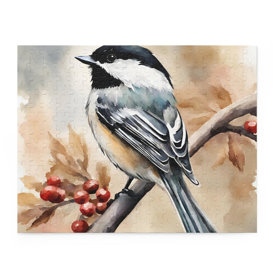 Chickadee Bird Puzzle, Whimsical Artwork for Relaxing and Entertaining Pastime, Games for Kids, Brainteasers, Family Activity