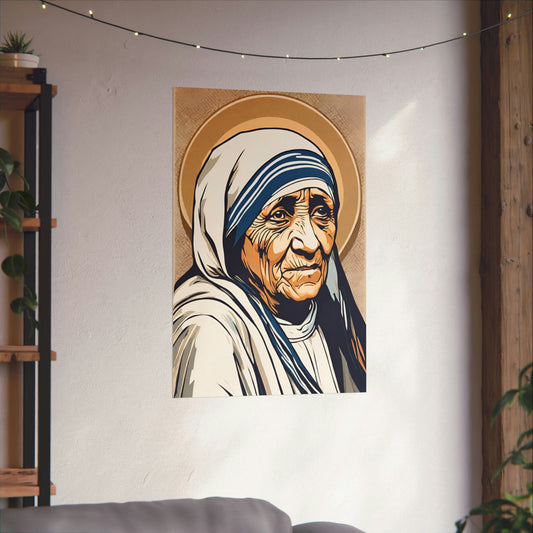 Vintage Saint Mother Teresa Poster, St Teresa of Calcutta Art, Retro Catholic Art, Premium Wall Art, Vintage Catholic Gifts