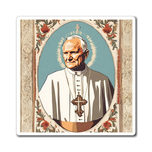 Saint John Paul II Fridge Magnet, Catholic Home Decor, Saints Refrigerator Magnet, Pope St JP2 Art
