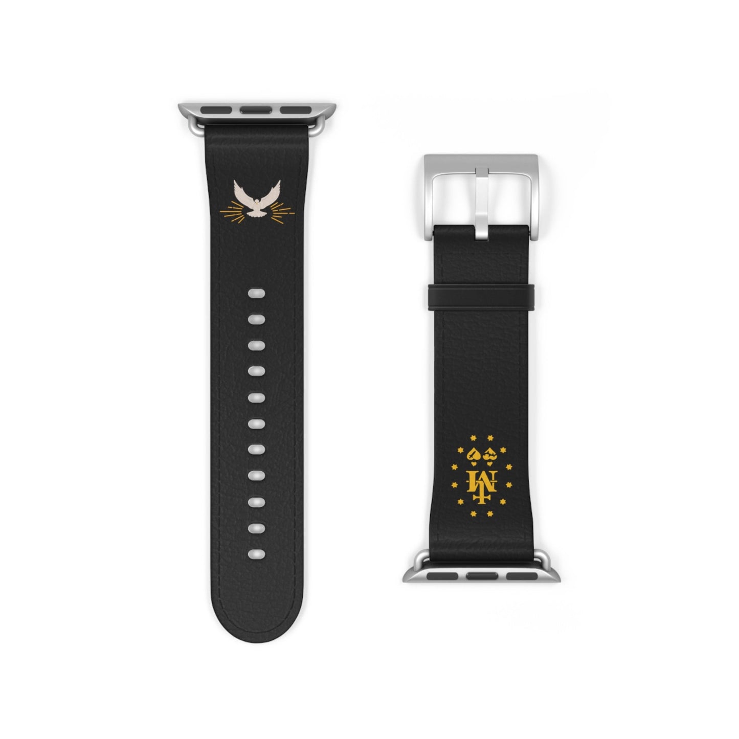 Black Miraculous Medal AppleWatch Band Series 9/8/7/6/5/4/3/2/1/SE/Ultra, Apple WatchBand 38mm, Apple WatchBand 42mm, Catholic Gift