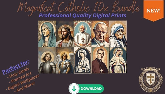 10x Catholic Saints Digital Bundle, Printable Catholic Art, Religious Home Decor, Holy Cards, Virgin Mary Art, Catholic Wall Art