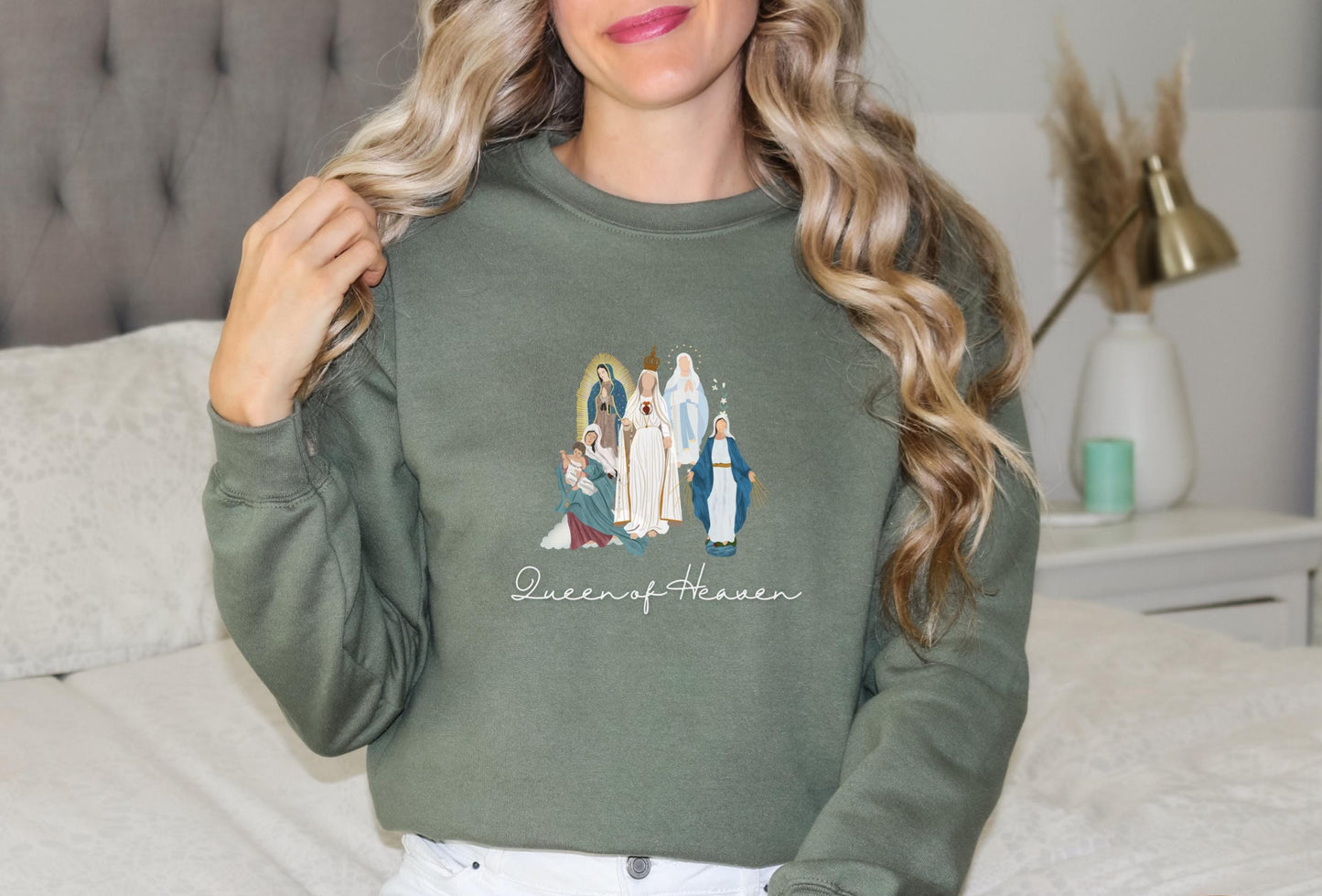 Blessed Virgin Mary Sweatshirt, Our Lady of Guadalupe Cozy Top, Our Lady of Fatima Jumper, Marian Medley Crewneck Sweatshirt, Catholic Women