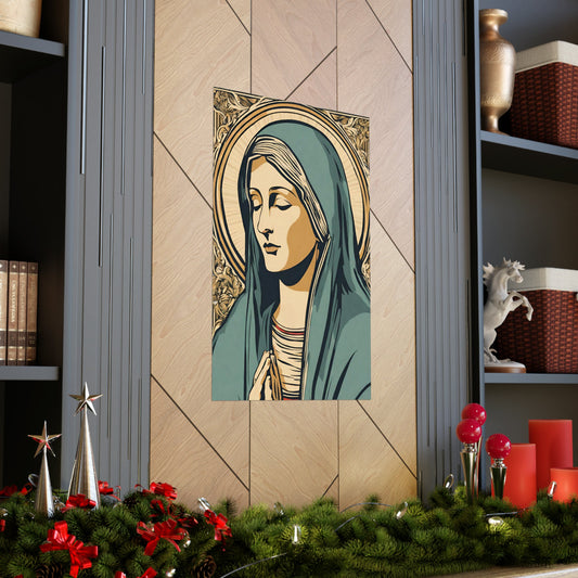 Vintage Virgin Mary Poster, Blessed Virgin Mary Art, Retro Catholic Art, Premium Wall Art, Vintage Catholic Gifts