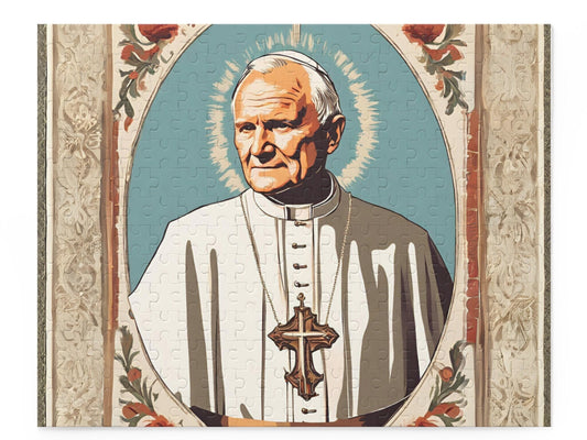 Pope Saint John Paul II Puzzle, Catholic Family Games, Catholic Gifts for Kids, 120 or 252 Piece Jigsaw Puzzle