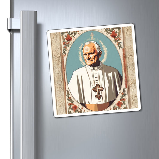 Saint John Paul II Fridge Magnet, Catholic Home Decor, Saints Refrigerator Magnet, Pope St JP2 Art