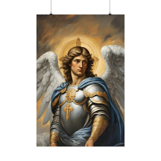 Saint Michael the Archangel Poster, St Michael the Archangel Art, Retro Catholic Art, Premium Wall Art, Vintage Catholic Gifts