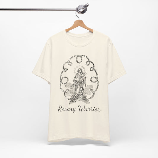 Rosary Warrior Tee, Our Lady of the Rosary T-Shirt, Holy Rosary Top, Comfy T Shirt, Catholic Gifts