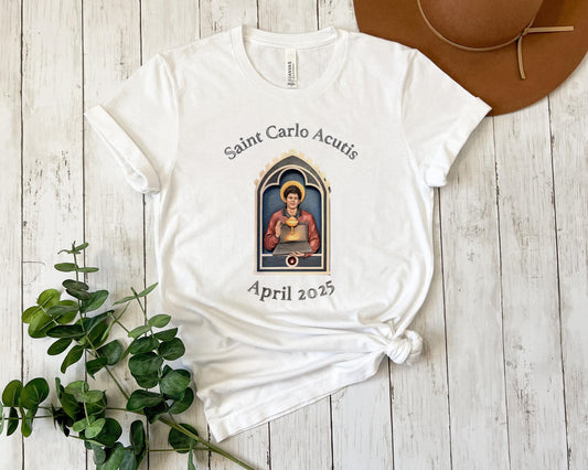 Saint Carlo Acutis T Shirt - Unisex Tee for Catholic Youth, Gift for Catholic Kids, Catholic Clothing, Memorial Shirt, Canonization Apparel