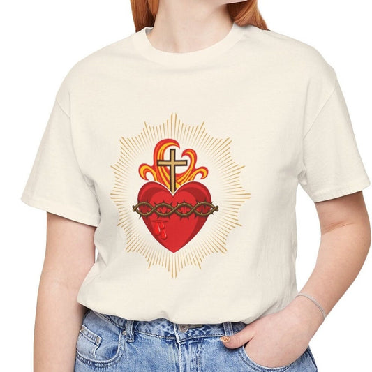 Catholic Sacred Heart of Jesus Tee, Sacred Heart T-Shirt, Sacred Heart Top, Comfy T Shirt, Catholic Gifts