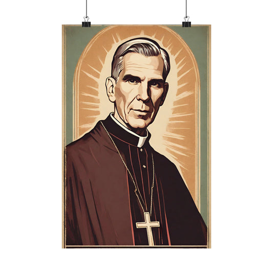 Vintage Fulton Sheen Poster, Ven Fulton Sheen Art, Retro Catholic Art, Premium Wall Art, Vintage Catholic Gifts