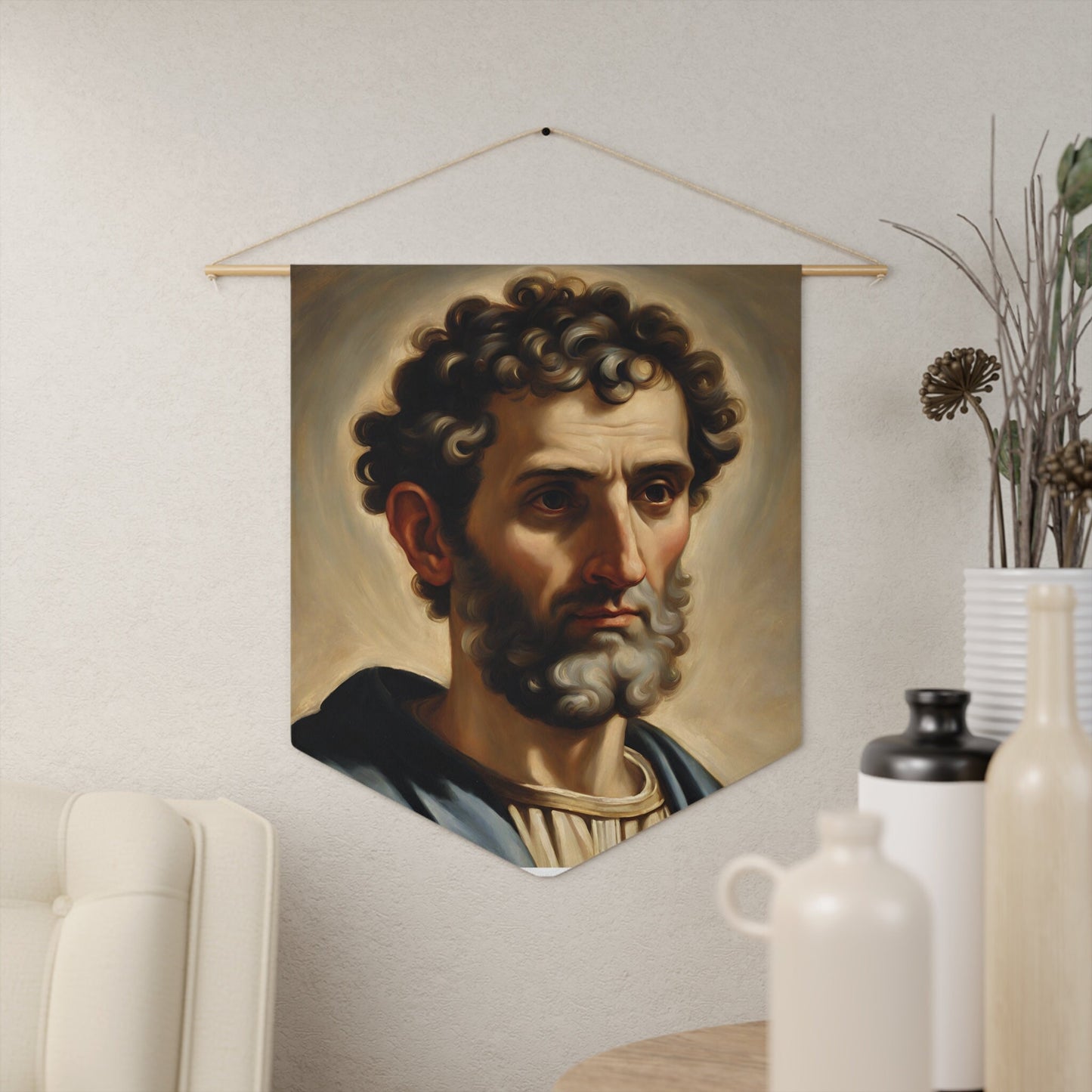 Saint Peter Pennant, Wall Pennant for Living Room, Handcrafted Wall Banner, Kids Room Wall Decor, Wall Hanging, Housewarming Gift
