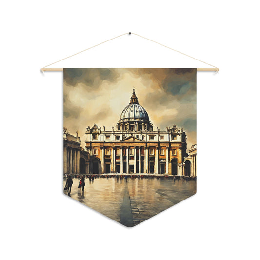 Saint Peter's Basilica Pennant, Wall Pennant for Living Room, Handcrafted Wall Banner, Kids Room Wall Decor, Wall Hanging, Housewarming Gift