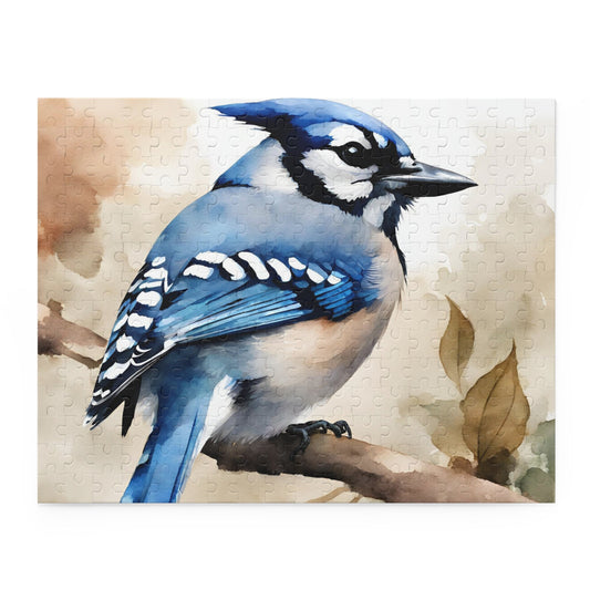 Blue Jay Bird Puzzle, Watercolor Jigsaw Puzzle, Games for Catholic Kids, Wholesome Family Activity