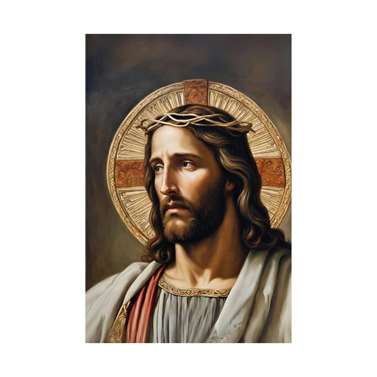 Jesus Crown of Thorns Poster, Vintage Christian Art, Classic Catholic Art, Premium Wall Art, Vintage Catholic Gifts