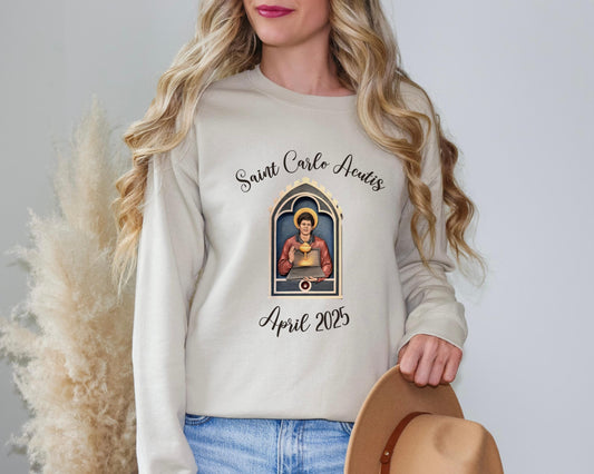 Saint Carlo Acutis Catholic Sweatshirt, Blessed Carlo Acutis Unisex Crewneck Pullover, Canonization Pilgrimage Apparel, Gift for Catholics