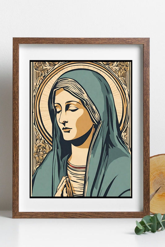 Holy Mary Retro Catholic Printable Instant Download | Vintage Style Blessed Virgin Mary Wall Art Digital Files