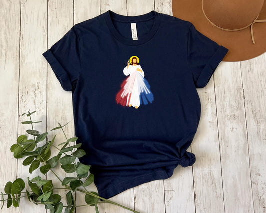 Divine Mercy T Shirt, Unisex Jersey Short Sleeve Tee, Jesus I Trust in You Tee, Catholic Shirt, Religious Clothing, Christian Apparel