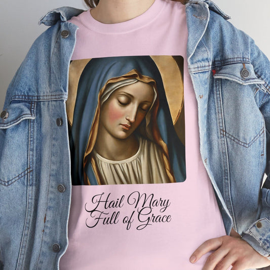 Blessed Virgin Mary Cotton Tee, Comfort Color Lightweight T-Shirt, Regular Round Neck T-Shirt, T-Shirt for Unisex, Short Sleeve TShirt