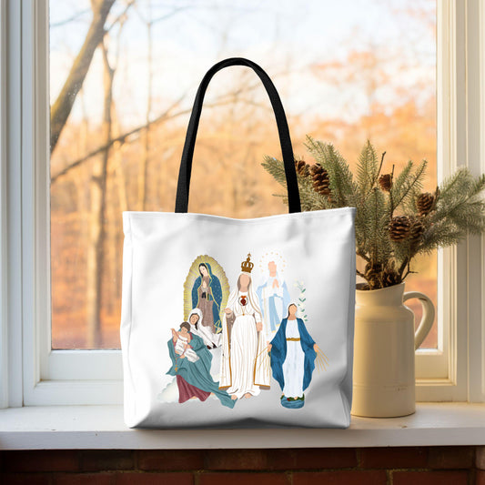 Blessed Virgin Mary Tote Bag, Catholic Totes, Saint Tote Bag, Minimalist Shoulder Bag, Vintage Style Daily Bag, Canvas Tote Bag for Women