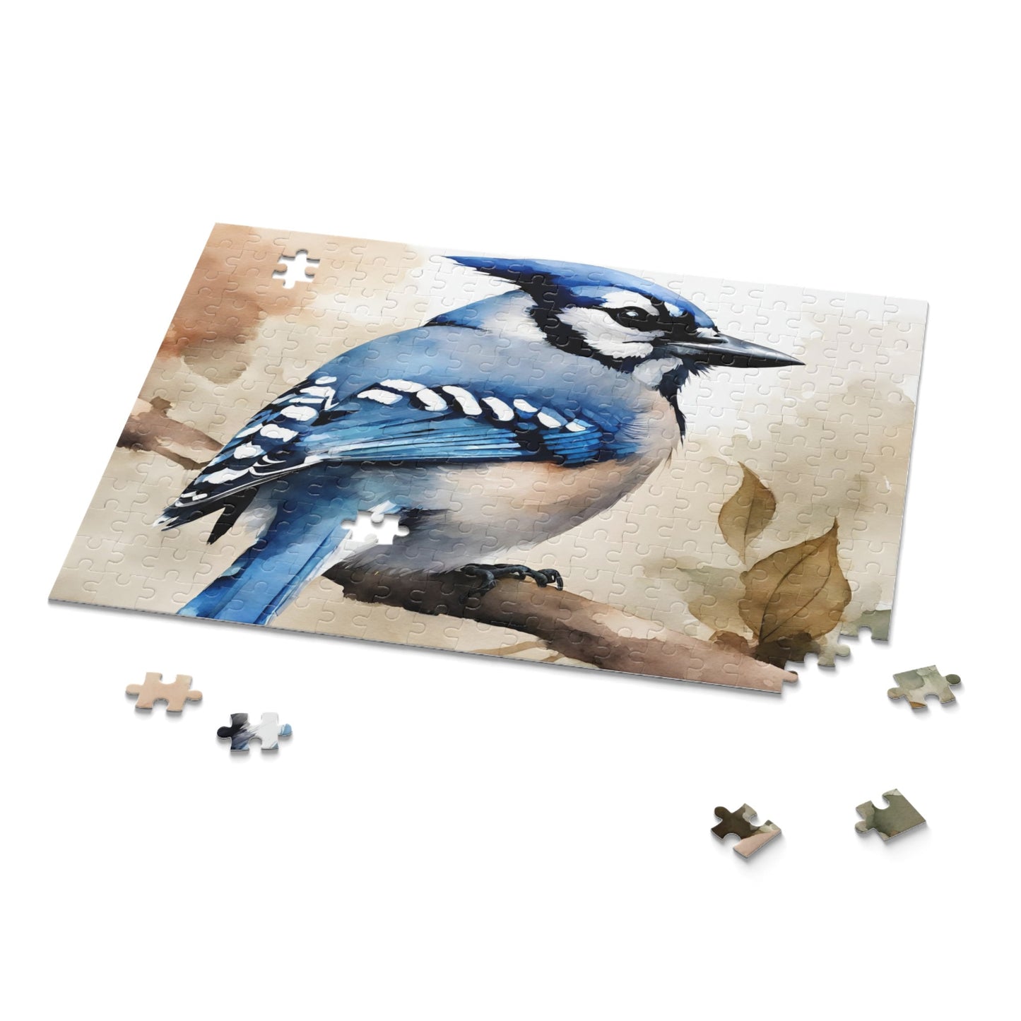 Blue Jay Bird Puzzle, Watercolor Jigsaw Puzzle, Games for Catholic Kids, Wholesome Family Activity