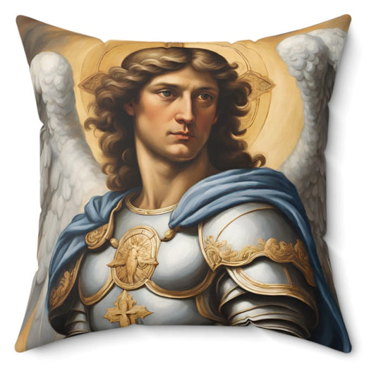 Indoor Square Throw Pillows, Saint Michael the Archangel-Themed Pillow, Decorative Accent Pillow, Modern Decorative Pillows