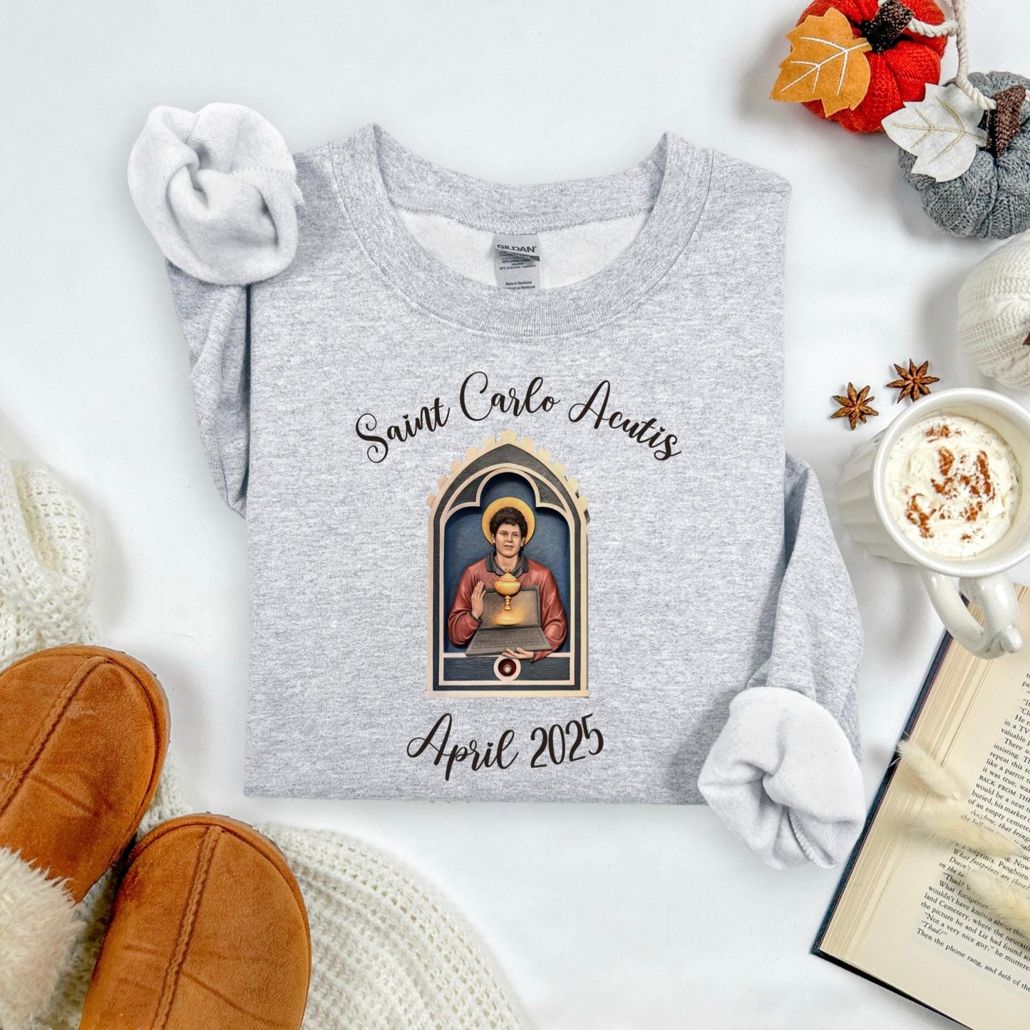 Saint Carlo Acutis Youth Crewneck Sweatshirt, Catholic Kids Gift, Catholic Jumper, Communion Present, Teen Apparel, Youth Ministry Clothing