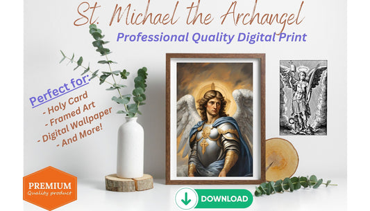 Portrait of Saint Michael the Archangel in Oil Painting-Style, Instant Download, Printable Catholic Art, Digital File, St Michael Art