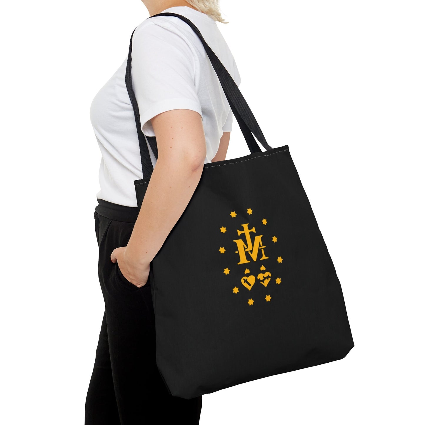 Miraculous Medal Tote Bag, Miraculous Medal of Our Lady, Retro Catholic Totes, Marian Tote Bag, Vintage Style Daily Bag, Canvas Tote Bag