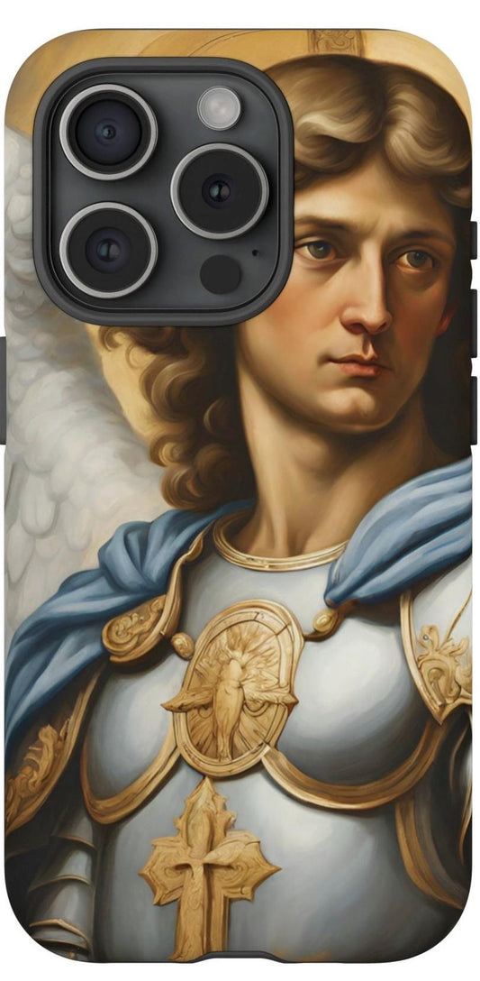 Saint Michael iPhone Tough Case, Protective Phone Case, Unique Phone Case, TPU Polycarbonate Case, Tough Phone Cases, Gift for Him